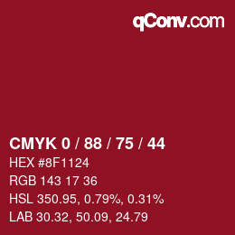 Color code: CMYK 0 / 88 / 75 / 44 | qconv.com