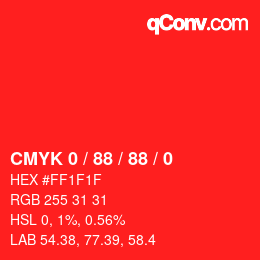 颜色代码: CMYK 0 / 88 / 88 / 0 | qconv.com