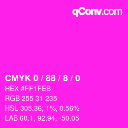 カラーコード: CMYK 0 / 88 / 8 / 0 | qconv.com