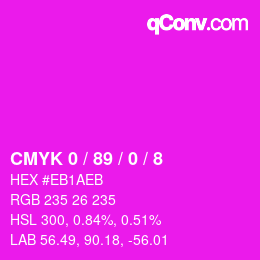 カラーコード: CMYK 0 / 89 / 0 / 8 | qconv.com