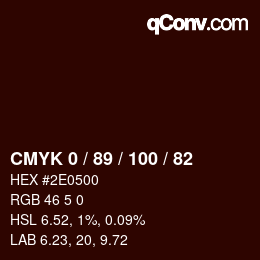 Código de color: CMYK 0 / 89 / 100 / 82 | qconv.com