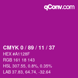 カラーコード: CMYK 0 / 89 / 11 / 37 | qconv.com