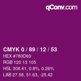 Color code: CMYK 0 / 89 / 12 / 53 | qconv.com