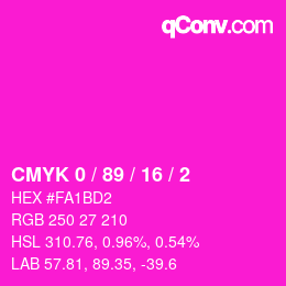 カラーコード: CMYK 0 / 89 / 16 / 2 | qconv.com