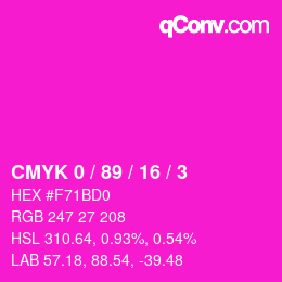 カラーコード: CMYK 0 / 89 / 16 / 3 | qconv.com