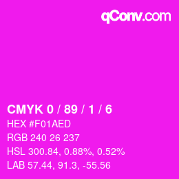 カラーコード: CMYK 0 / 89 / 1 / 6 | qconv.com
