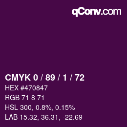 カラーコード: CMYK 0 / 89 / 1 / 72 | qconv.com