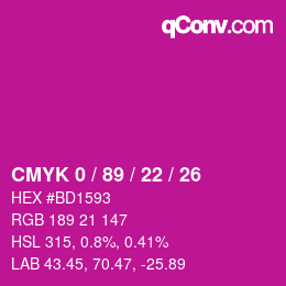 Color code: CMYK 0 / 89 / 22 / 26 | qconv.com