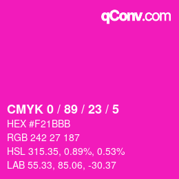 カラーコード: CMYK 0 / 89 / 23 / 5 | qconv.com