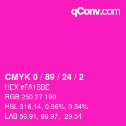 カラーコード: CMYK 0 / 89 / 24 / 2 | qconv.com