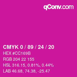 カラーコード: CMYK 0 / 89 / 24 / 20 | qconv.com