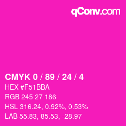 カラーコード: CMYK 0 / 89 / 24 / 4 | qconv.com
