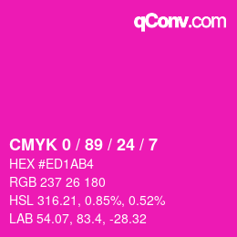 カラーコード: CMYK 0 / 89 / 24 / 7 | qconv.com