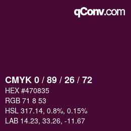 Color code: CMYK 0 / 89 / 26 / 72 | qconv.com