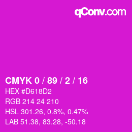 カラーコード: CMYK 0 / 89 / 2 / 16 | qconv.com