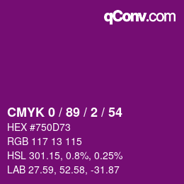 Color code: CMYK 0 / 89 / 2 / 54 | qconv.com