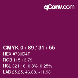Color code: CMYK 0 / 89 / 31 / 55 | qconv.com