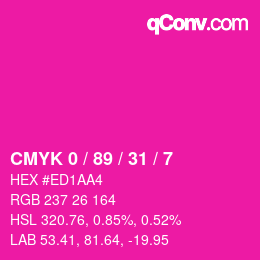 颜色代码: CMYK 0 / 89 / 31 / 7 | qconv.com