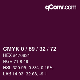 Color code: CMYK 0 / 89 / 32 / 72 | qconv.com
