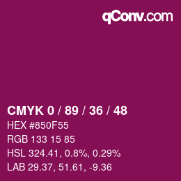 Color code: CMYK 0 / 89 / 36 / 48 | qconv.com