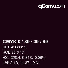 Color code: CMYK 0 / 89 / 39 / 89 | qconv.com