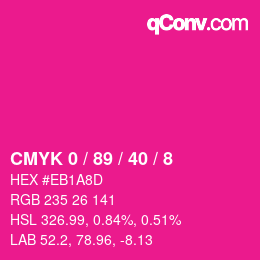 颜色代码: CMYK 0 / 89 / 40 / 8 | qconv.com