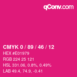 颜色代码: CMYK 0 / 89 / 46 / 12 | qconv.com