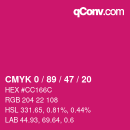 Color code: CMYK 0 / 89 / 47 / 20 | qconv.com