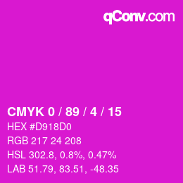 颜色代码: CMYK 0 / 89 / 4 / 15 | qconv.com