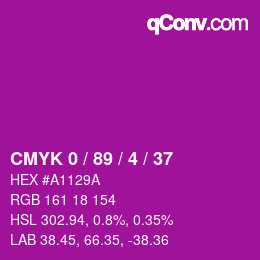 カラーコード: CMYK 0 / 89 / 4 / 37 | qconv.com