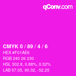 カラーコード: CMYK 0 / 89 / 4 / 6 | qconv.com