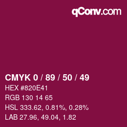 Farbcode: CMYK 0 / 89 / 50 / 49 | qconv.com