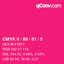 Farbcode: CMYK 0 / 89 / 51 / 5 | qconv.com