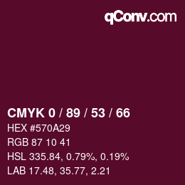 颜色代码: CMYK 0 / 89 / 53 / 66 | qconv.com
