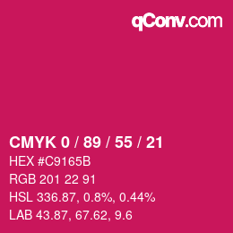 颜色代码: CMYK 0 / 89 / 55 / 21 | qconv.com