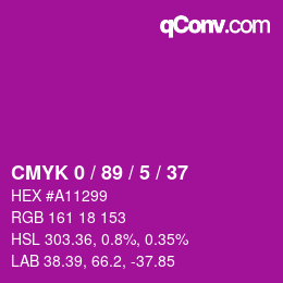 カラーコード: CMYK 0 / 89 / 5 / 37 | qconv.com