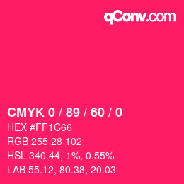 颜色代码: CMYK 0 / 89 / 60 / 0 | qconv.com