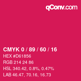 カラーコード: CMYK 0 / 89 / 60 / 16 | qconv.com