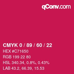 カラーコード: CMYK 0 / 89 / 60 / 22 | qconv.com