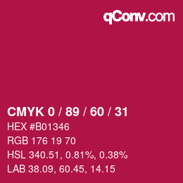 Color code: CMYK 0 / 89 / 60 / 31 | qconv.com