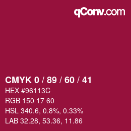Color code: CMYK 0 / 89 / 60 / 41 | qconv.com