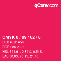 Color code: CMYK 0 / 89 / 62 / 8 | qconv.com