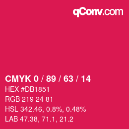 カラーコード: CMYK 0 / 89 / 63 / 14 | qconv.com