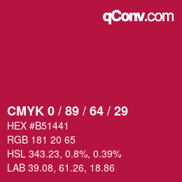 Color code: CMYK 0 / 89 / 64 / 29 | qconv.com