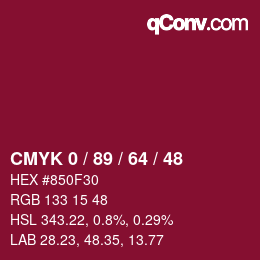 Color code: CMYK 0 / 89 / 64 / 48 | qconv.com