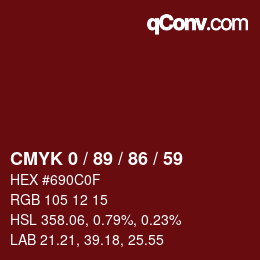 颜色代码: CMYK 0 / 89 / 86 / 59 | qconv.com