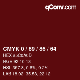 Color code: CMYK 0 / 89 / 86 / 64 | qconv.com