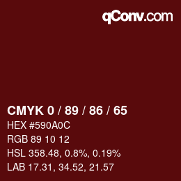 カラーコード: CMYK 0 / 89 / 86 / 65 | qconv.com