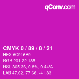 Color code: CMYK 0 / 89 / 8 / 21 | qconv.com