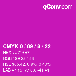 Color code: CMYK 0 / 89 / 8 / 22 | qconv.com